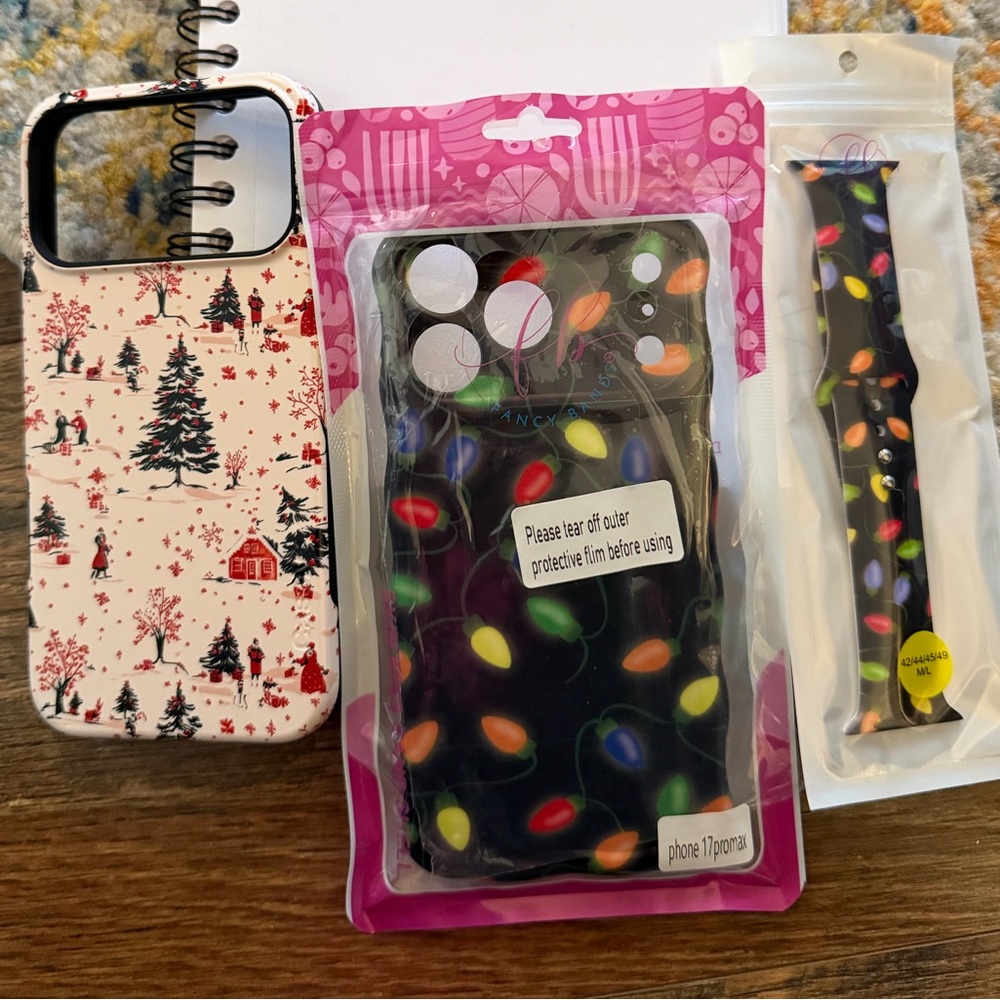 Phone Case and Matching Band - Multi-Color Holiday Lights Design